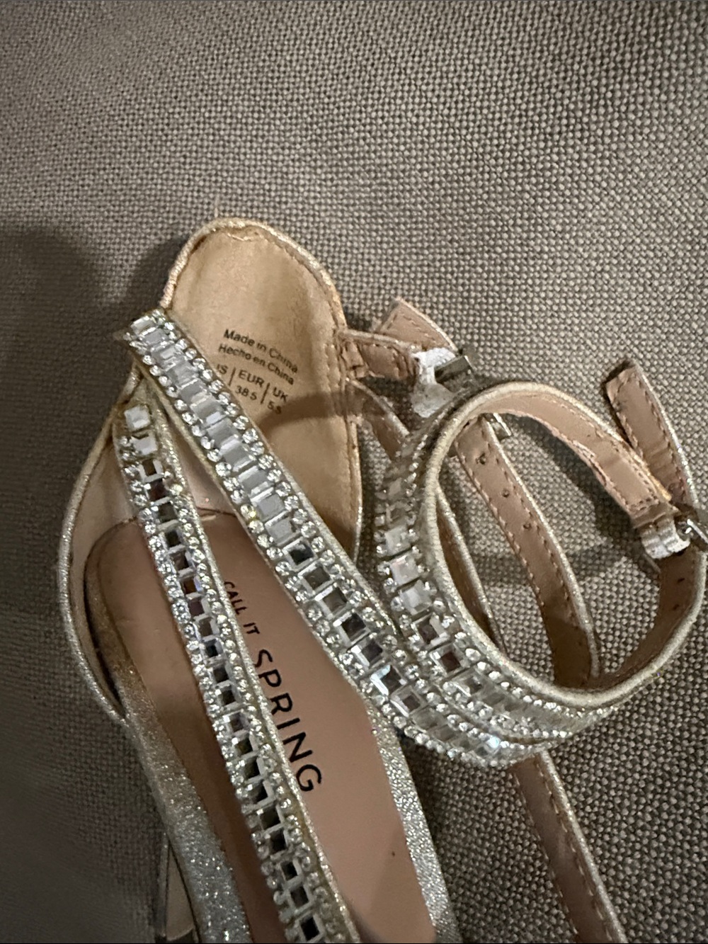 Call It Spring Gold Rhinestone Strappy Heels - Picture 5 of 7